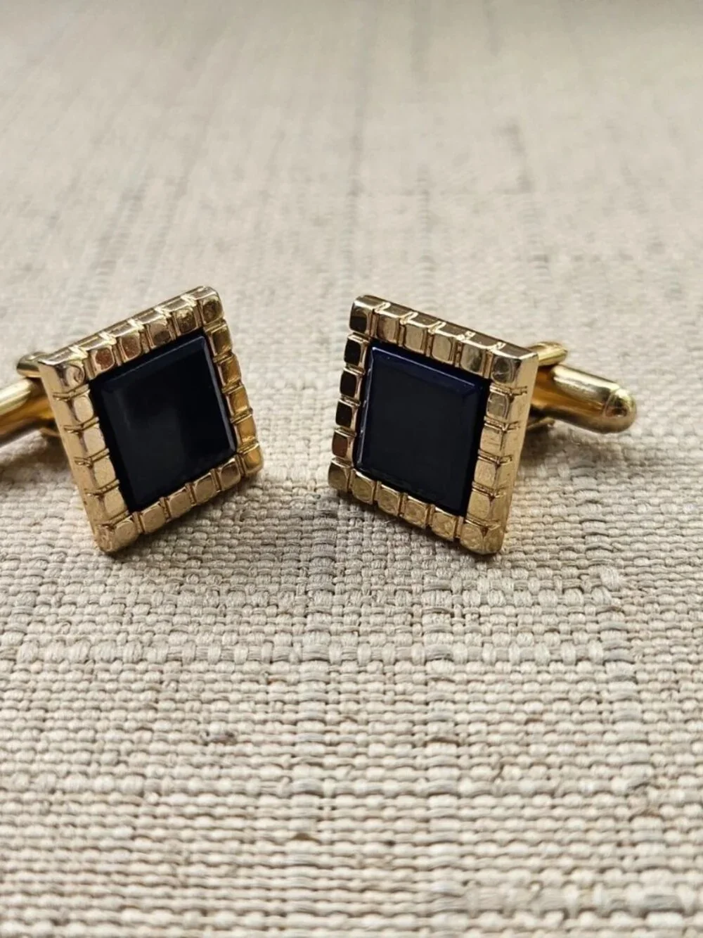 Vintage Cufflinks Blue/Gold Tone Dress Shirt Cuff Stud Links Fashion Jewelry